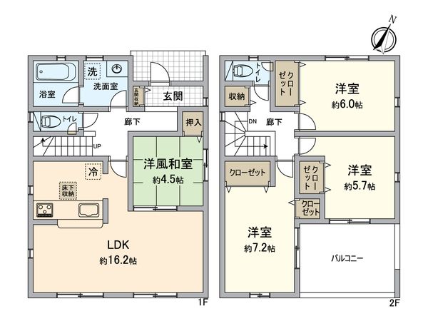 春日井市大手田酉町1丁目 2号棟 間取図(平面図) 春日井市大手田酉町1丁目 2号棟 間取図(平面図)