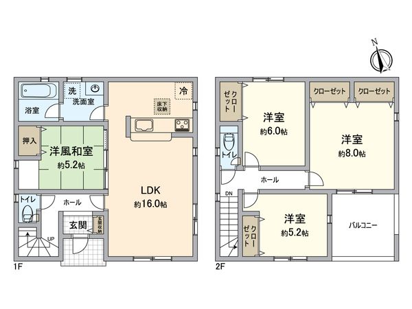 春日井市東野町9丁目 2号棟 間取図(平面図)