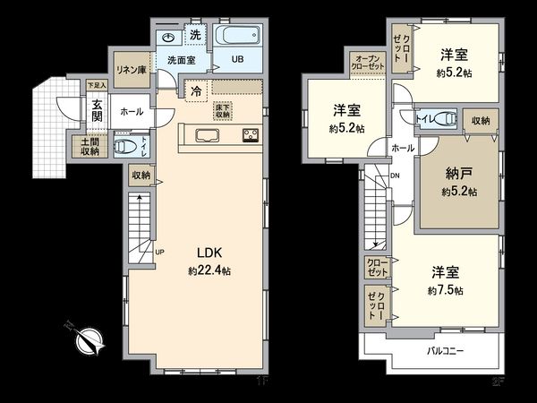 春日井市六軒屋町字水附 1号棟 間取図(平面図) 春日井市六軒屋町字水附 1号棟 間取図(平面図)