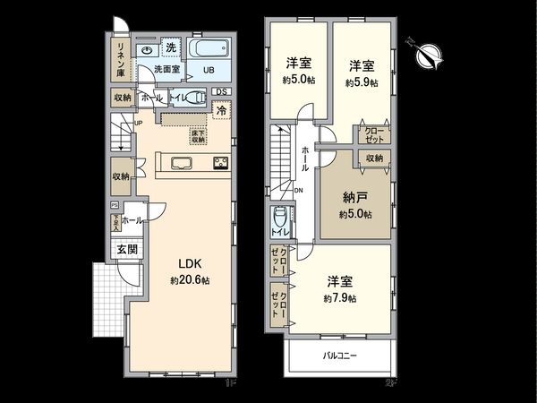 春日井市六軒屋町字水附 2号棟 間取図(平面図) 春日井市六軒屋町字水附 2号棟 間取図(平面図)