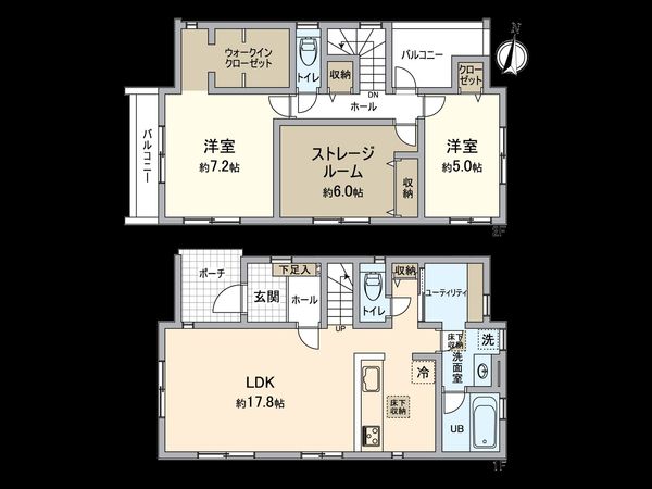 春日井市高山町3丁目 1号棟 間取図(平面図) 春日井市高山町3丁目 1号棟 間取図(平面図)