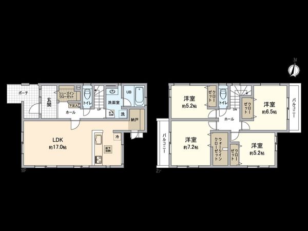 春日井市高山町3丁目 2号棟 間取図(平面図) 春日井市高山町3丁目 2号棟 間取図(平面図)