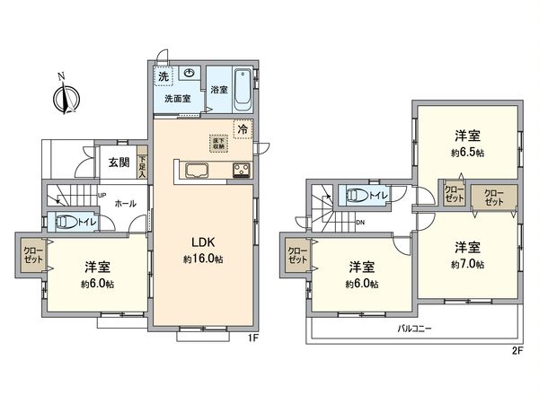 春日井市味美白山町1丁目 D号棟 間取図(平面図) 春日井市味美白山町1丁目 D号棟 間取図(平面図)
