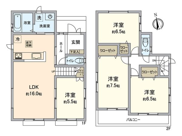 春日井市味美白山町1丁目 B号棟 間取図(平面図) 春日井市味美白山町1丁目 B号棟 間取図(平面図)