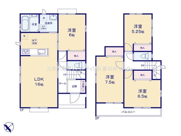 春日井市岩成台9丁目 2号棟 間取図(平面図) 春日井市岩成台9丁目 2号棟 間取図(平面図)