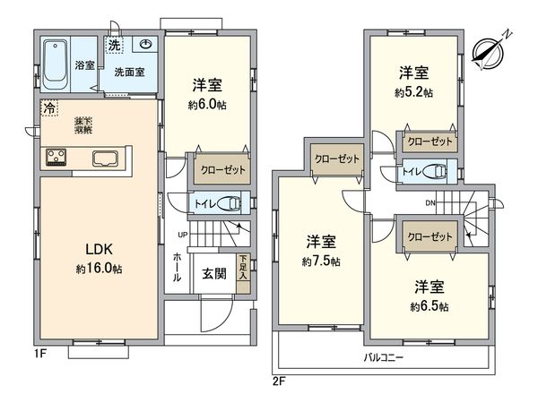 春日井市岩成台9丁目 2号棟 間取図(平面図) 春日井市岩成台9丁目 2号棟 間取図(平面図)
