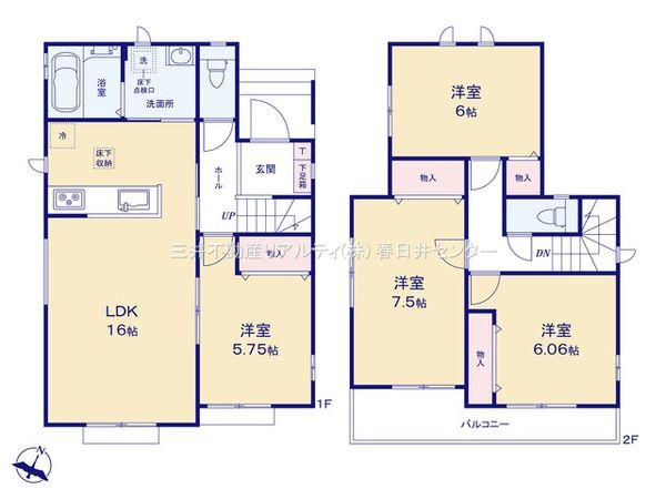 小牧市大字池之内 C号棟 間取図(平面図) 小牧市大字池之内 C号棟 間取図(平面図)