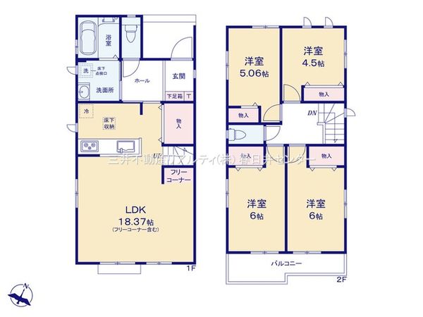 小牧市大字池之内 A号棟 間取図(平面図) 小牧市大字池之内 A号棟 間取図(平面図)