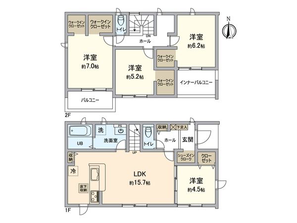 小牧市大字横内 2号棟 間取図(平面図) 小牧市大字横内 2号棟 間取図(平面図)