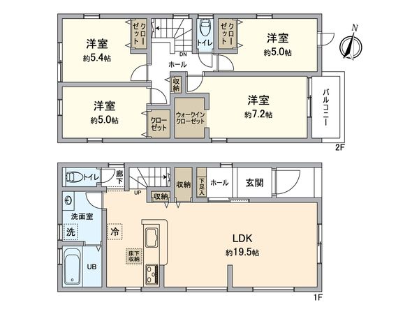 春日井市西高山町3丁目 2号棟 間取図(平面図) 春日井市西高山町3丁目 2号棟 間取図(平面図)