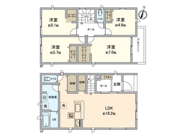 春日井市西高山町3丁目 1号棟 間取図(平面図) 春日井市西高山町3丁目 1号棟 間取図(平面図)