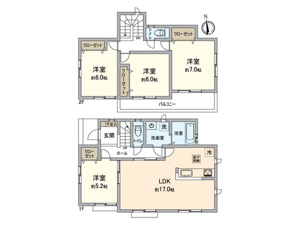春日井市上田楽町 C号棟 間取図(平面図) 春日井市上田楽町 C号棟 間取図(平面図)