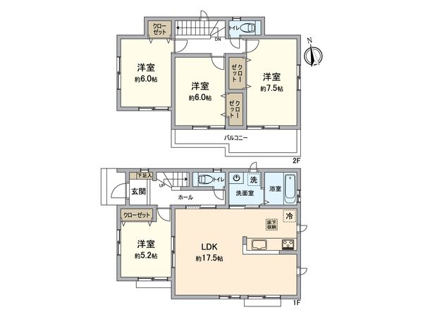 春日井市上田楽町 A号棟 間取図(平面図) 春日井市上田楽町 A号棟 間取図(平面図)