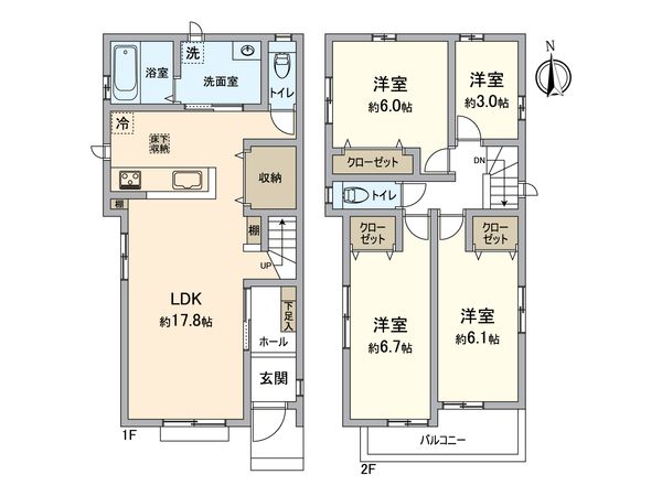 春日井市妙慶町2丁目 1号棟 間取図(平面図) 春日井市妙慶町2丁目 1号棟 間取図(平面図)