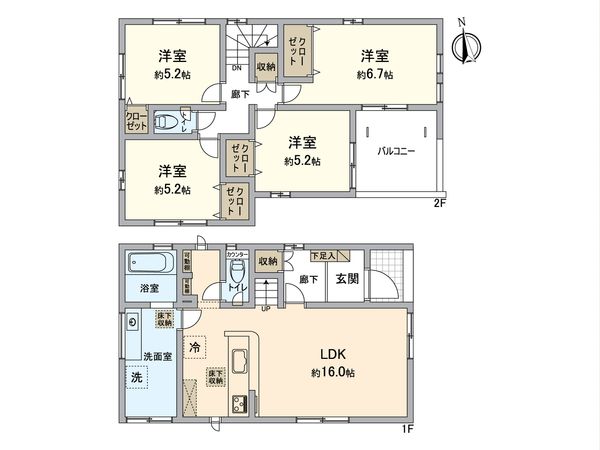 春日井市中野町2丁目 3号棟 間取図(平面図) 春日井市中野町2丁目 3号棟 間取図(平面図)