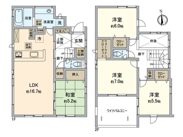 春日井市中野町2丁目 2号棟 間取図(平面図) 春日井市中野町2丁目 2号棟 間取図(平面図)
