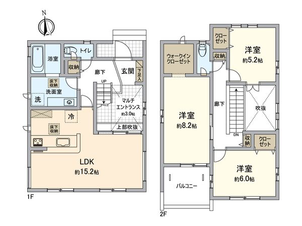 春日井市中野町2丁目 1号棟 間取図(平面図) 春日井市中野町2丁目 1号棟 間取図(平面図)
