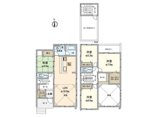 春日井市不二ガ丘3丁目 2号棟 間取図(平面図) 春日井市不二ガ丘3丁目 2号棟 間取図(平面図)