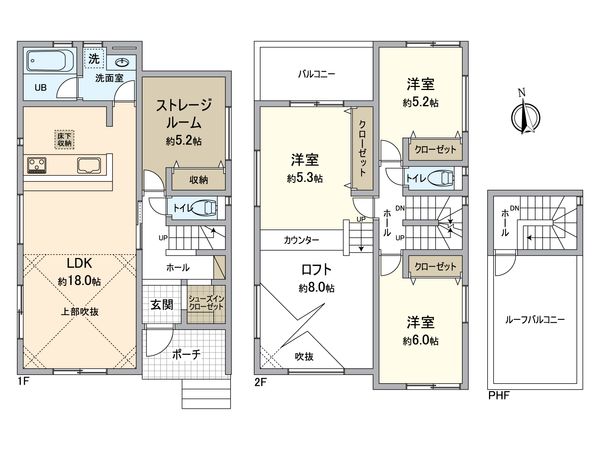 春日井市不二ガ丘3丁目 1号棟 間取図(平面図) 春日井市不二ガ丘3丁目 1号棟 間取図(平面図)