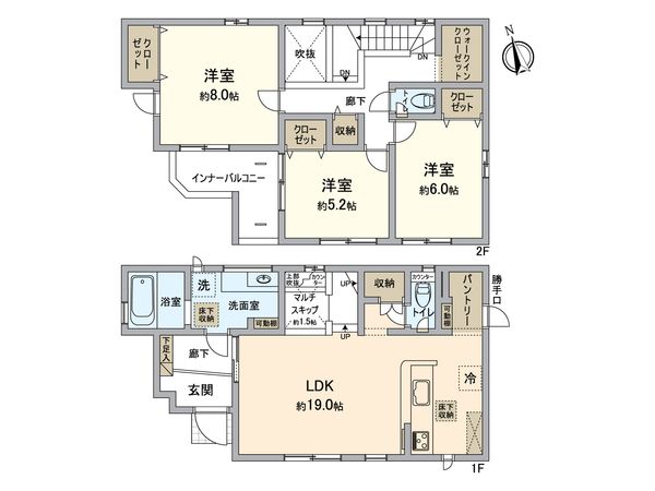 春日井市上田楽町 2号棟 間取図(平面図) 春日井市上田楽町 2号棟 間取図(平面図)