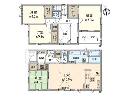 春日井市上田楽町 1号棟 間取図(平面図)