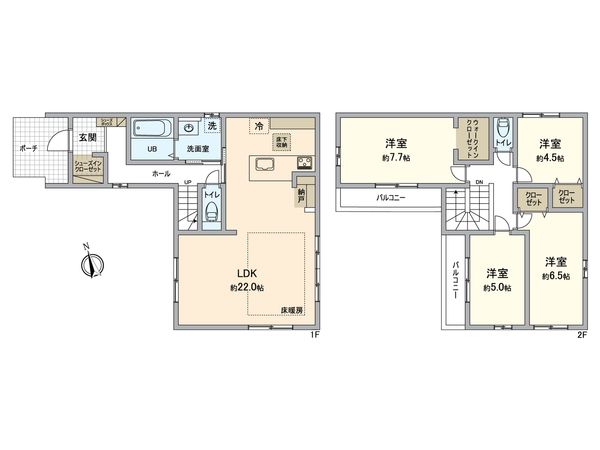 春日井市下津町1期 1号棟 間取図(平面図) 春日井市下津町1期 1号棟 間取図(平面図)