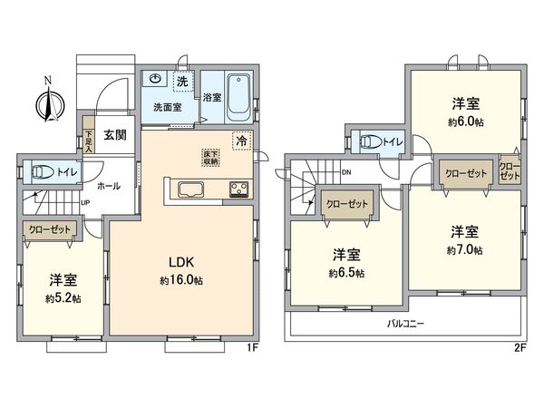 小牧市大字三ツ渕 B号棟 間取図(平面図)