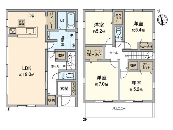 小牧市間々本町 2号棟 間取図(平面図) 小牧市間々本町 2号棟 間取図(平面図)