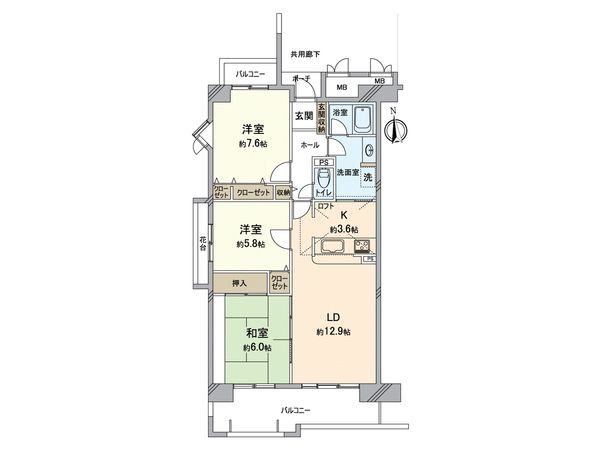 サンハイツ中央台 D棟 間取図(平面図) サンハイツ中央台 D棟 間取図(平面図)