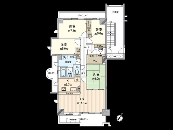 桃花台パークヒルズ 五番館 間取図(平面図) 桃花台パークヒルズ 五番館 間取図(平面図)