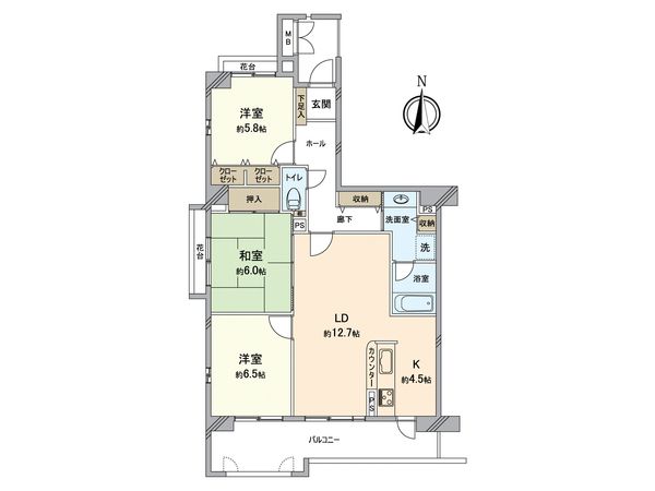 サンハイツ中央台 E棟 間取図(平面図)