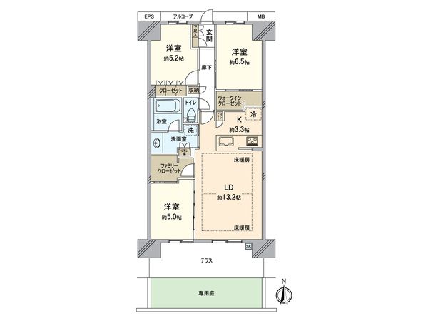 勝川サザンクラスβ 間取図(平面図) 勝川サザンクラスβ 間取図(平面図)