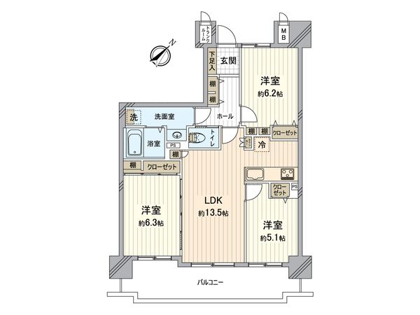 シャトレ愛松勝川 間取図(平面図) 間取図(平面図)