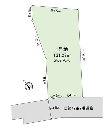 豊田市上野町7丁目 1号地 区画図 豊田市上野町7丁目 1号地 区画図