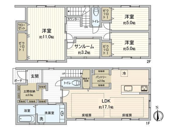 豊田市美里2丁目 間取図(平面図) 豊田市美里2丁目 間取図(平面図)