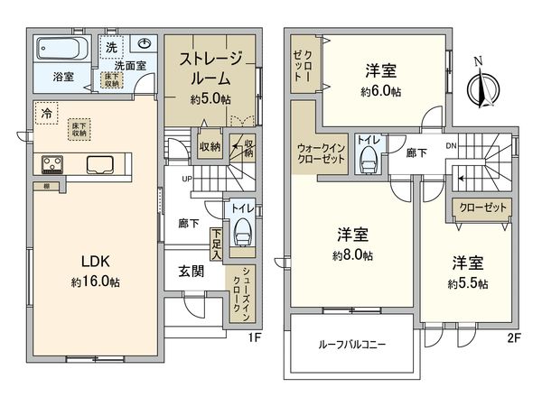 豊田市平山町3丁目 1号棟 間取図(平面図) 間取図(平面図)