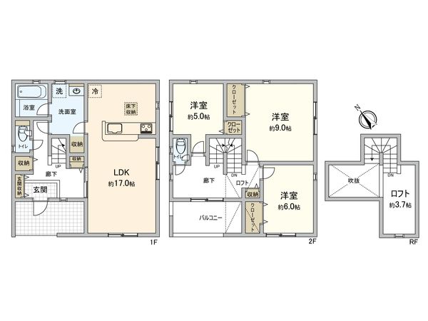 豊田市東山町一丁目 新築戸建 1号棟 間取図(平面図) 豊田市東山町一丁目 新築戸建 1号棟 間取図(平面図)