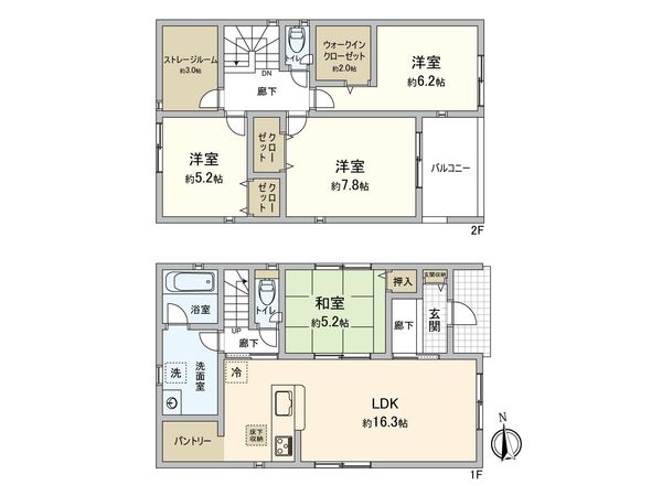 豊田市上丘町定林 1号棟 間取図(平面図) 間取図(平面図)