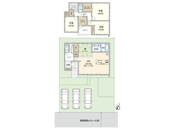 豊田市東山町4丁目 1号棟 間取図(平面図) 豊田市東山町4丁目 1号棟 間取図(平面図)
