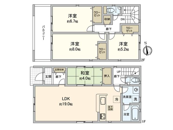 豊田市堤町御茶屋 1号棟 間取図(平面図) 間取図(平面図)