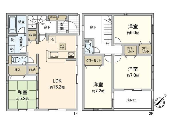 豊田市広田町西山 2号棟 間取図(平面図)