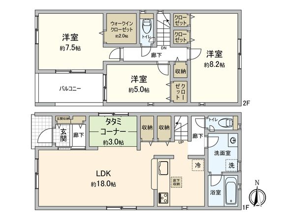 豊田市明和町6丁目 2号棟 間取図(平面図)