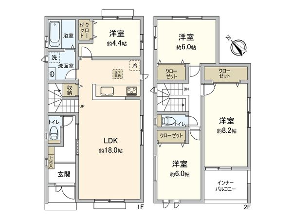 豊田市鴛鴨町深迫 B号棟 間取図(平面図) 豊田市鴛鴨町深迫 B号棟 間取図(平面図)