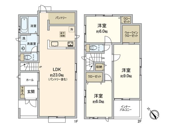豊田市鴛鴨町深迫 E号棟 間取図(平面図) 豊田市鴛鴨町深迫 E号棟 間取図(平面図)