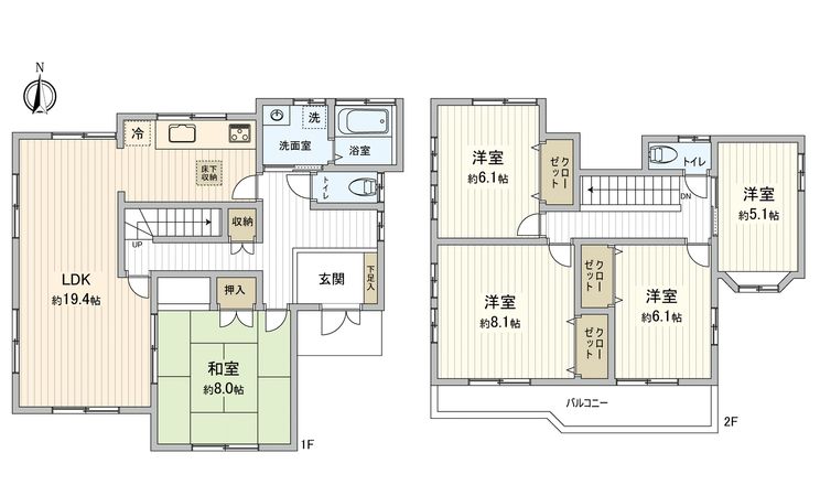 豊田市五ケ丘3丁目 間取図(平面図) 間取図(平面図)