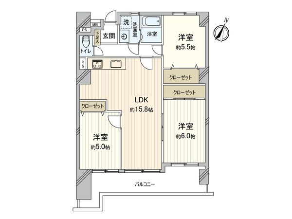 シャトー若林 間取図(平面図)