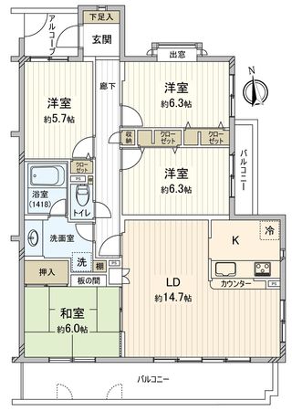 バンベール梅坪 間取図(平面図) 間取図(平面図)