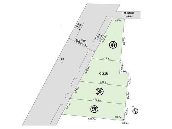 知立市八ツ田町曲り 土地C区画 区画図 知立市八ツ田町曲り 土地C区画 区画図