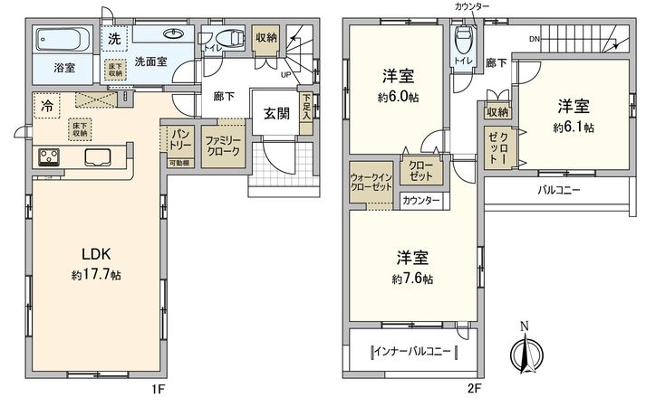 岡崎市若松町字大廻 2号棟 間取図(平面図) 岡崎市若松町字大廻 2号棟 間取図(平面図)