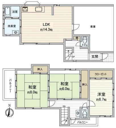 【間取図】敷地面積：94.16平米（約28.48坪）建物面積：114.52平米（約34.64坪）